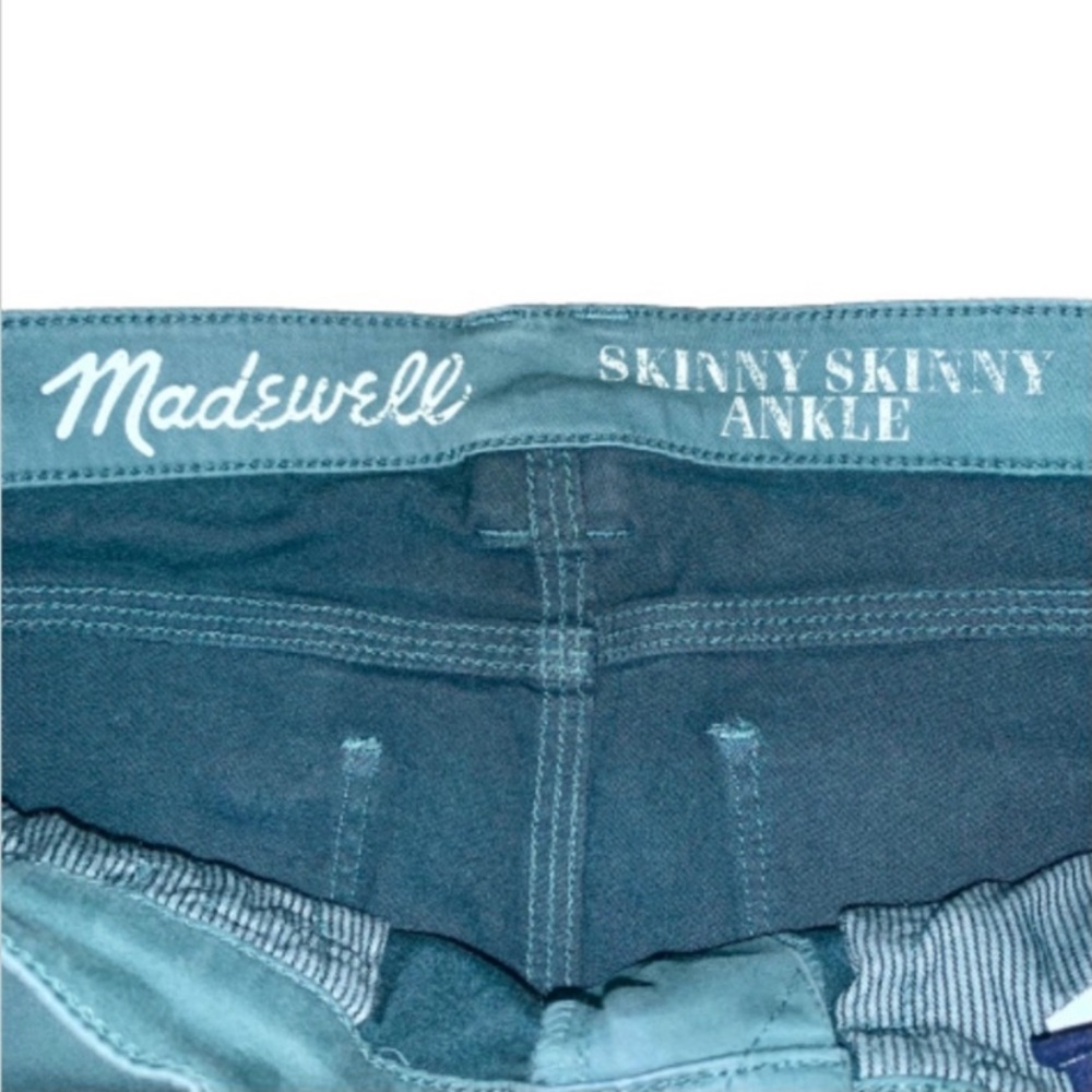 Madewell Size 26 Women’s Sateen Green Denim Low-Rise Skinny Ankle Jeans - Picture 6 of 11